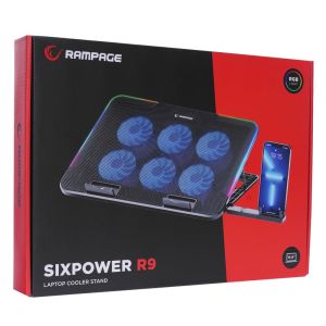 Rampage SIXPOWER R9 6 Fan RGB Işıklı Telefon Tutuculu Notebook Soğutucu