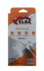 Elba ELB04-PD-25WTypc Beyaz 25W Typc-e Ev Şarj Kafa+1mt Type-c To Type-c Kablo 3.1 Hızlı Şarj