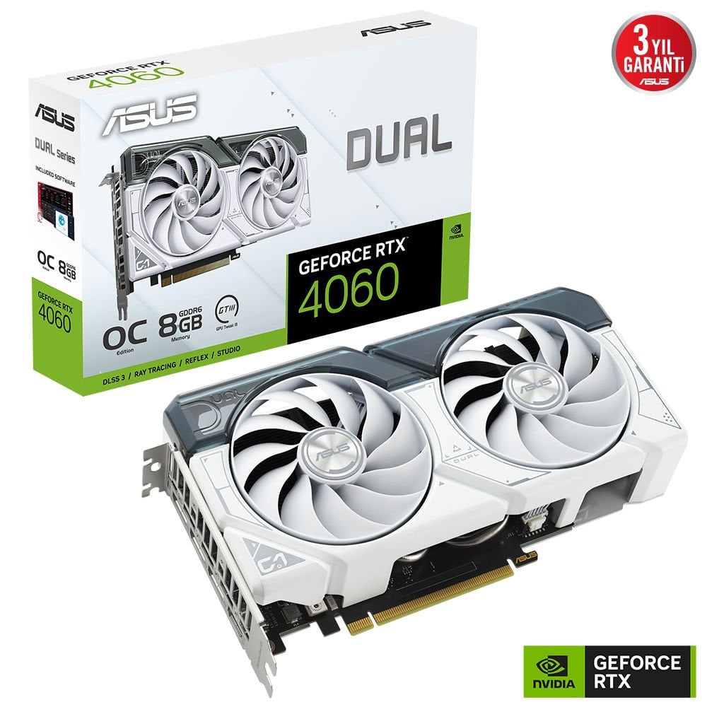 ASUS DUAL-RTX4060-O8G-WHITE 8GB GDDR6 HDMI 128Bit