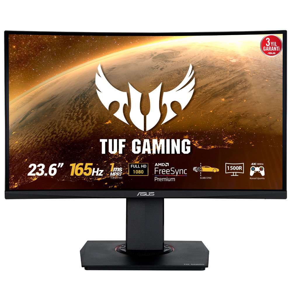 Asus 23.6” TUF Gaming VG24VQR 165Hz 1ms FreeSync Premium VA Full HD Curved Monitör