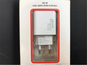 Elba ELB42 Beyaz 25W Şarj Kafa+ İphone Kablo USB-C PD3.0-QC4.0(Akım Koruma-Hızlı Şarj-)